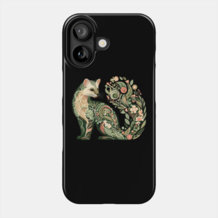 Botanical American Marten with Foliage and Floral Detail Phone Case