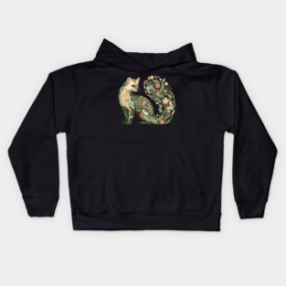 Botanical American Marten with Foliage and Floral Detail Kids Hoodie