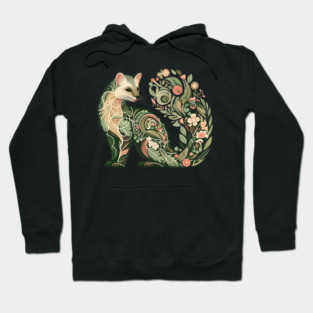 Botanical American Marten with Foliage and Floral Detail Hoodie