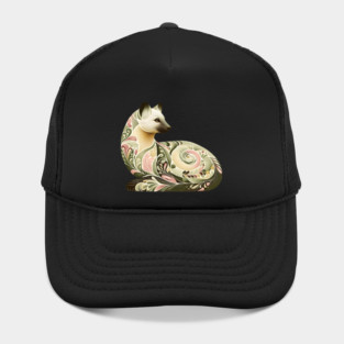 Botanical American Marten with Foliage and Floral Detail Hat