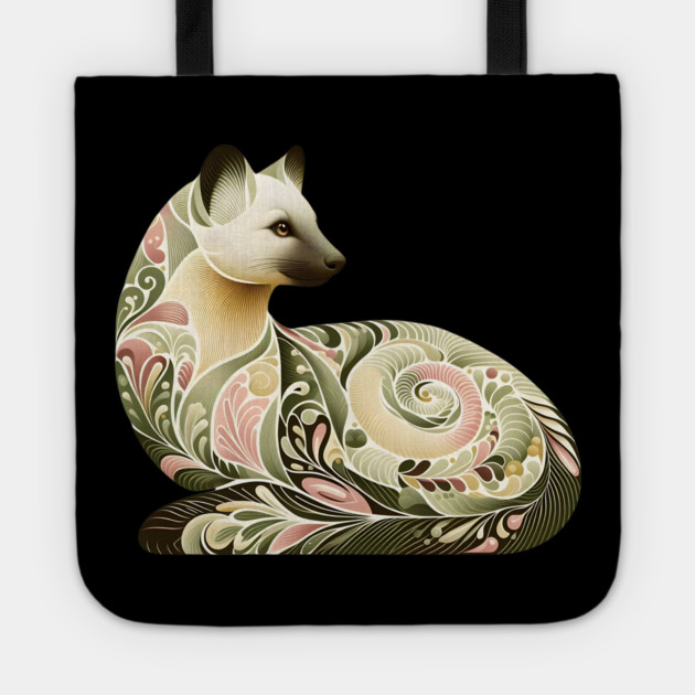 Botanical American Marten with Foliage and Floral Detail Tote by BirdsnStuff