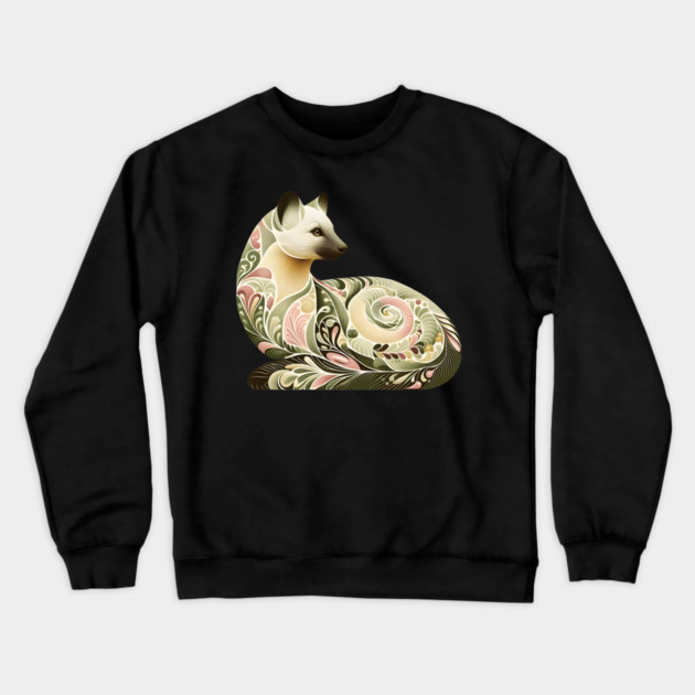 Botanical American Marten with Foliage and Floral Detail Crewneck Sweatshirt by BirdsnStuff