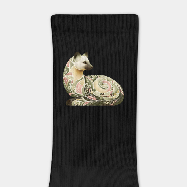 Botanical American Marten with Foliage and Floral Detail by BirdsnStuff