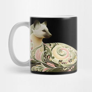 Botanical American Marten with Foliage and Floral Detail Mug