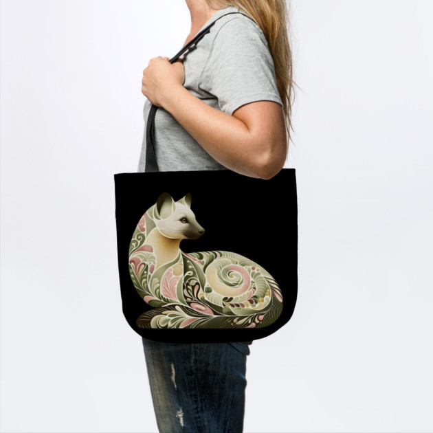 Botanical American Marten with Foliage and Floral Detail by BirdsnStuff