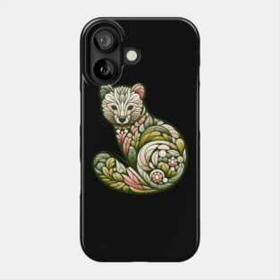 Botanical American Marten with Foliage and Floral Detail Phone Case