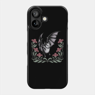 Decorative Vintage Bat and Floral Art Phone Case