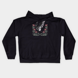 Decorative Vintage Bat and Floral Art Kids Hoodie