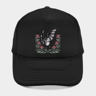 Decorative Vintage Bat and Floral Art Hat