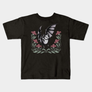 Decorative Vintage Bat and Floral Art Kids T-Shirt