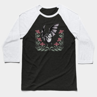 Decorative Vintage Bat and Floral Art Baseball T-Shirt