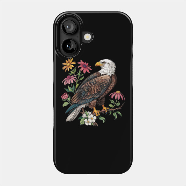 Botanical Bald Eagle Wildlife Illustration Phone Case by BirdsnStuff