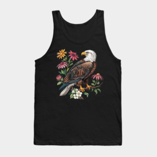 Botanical Bald Eagle Wildlife Illustration Tank Top