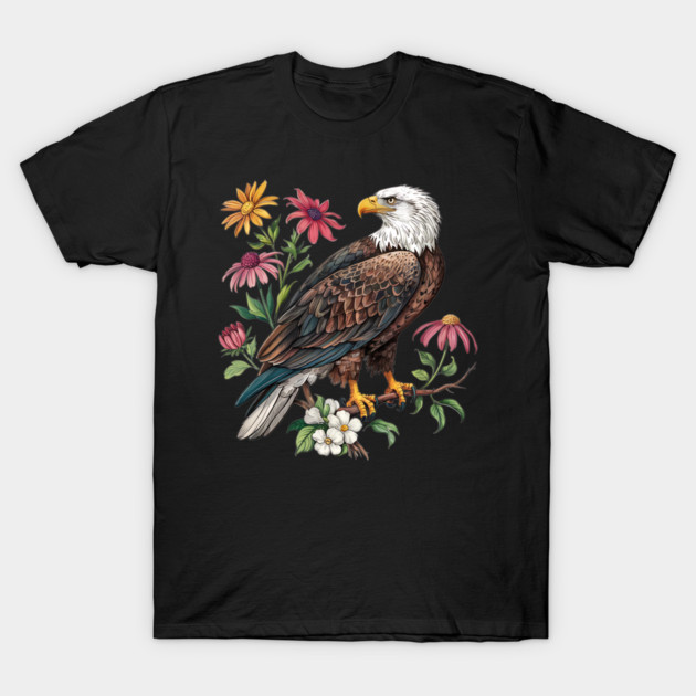 Botanical Bald Eagle Wildlife Illustration T-Shirt by BirdsnStuff