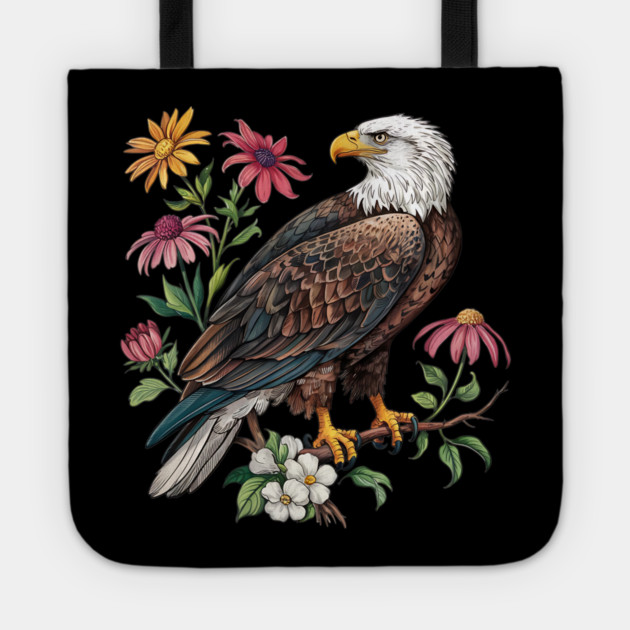 Botanical Bald Eagle Wildlife Illustration Tote by BirdsnStuff