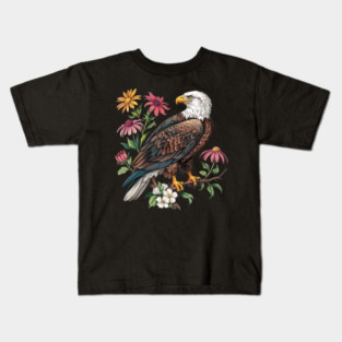 Botanical Bald Eagle Wildlife Illustration Kids T-Shirt