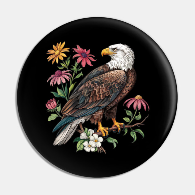 Botanical Bald Eagle Wildlife Illustration Pin by BirdsnStuff