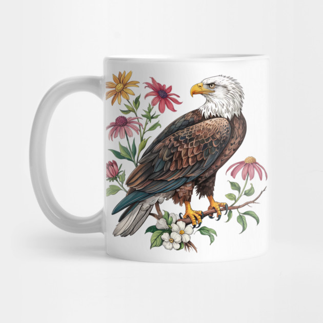 Botanical Bald Eagle Wildlife Illustration by BirdsnStuff
