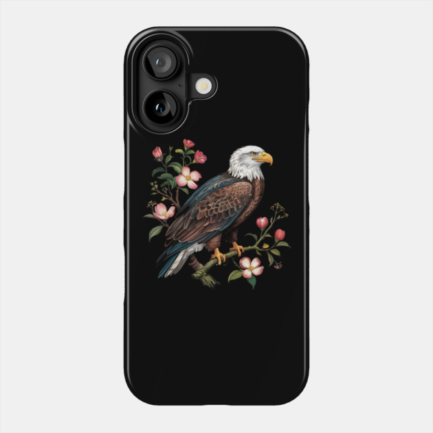 Botanical Bald Eagle Wildlife Illustration Phone Case by BirdsnStuff
