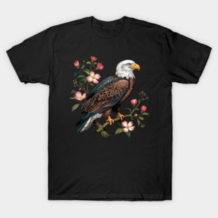 Botanical Bald Eagle Wildlife Illustration T-Shirt