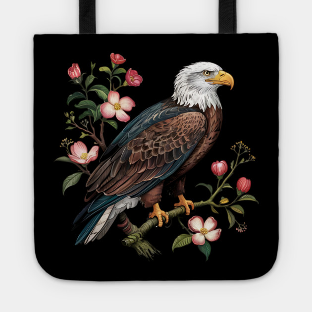 Botanical Bald Eagle Wildlife Illustration Tote by BirdsnStuff