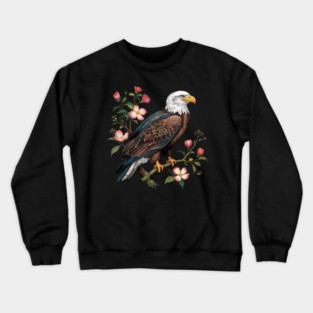 Botanical Bald Eagle Wildlife Illustration Crewneck Sweatshirt