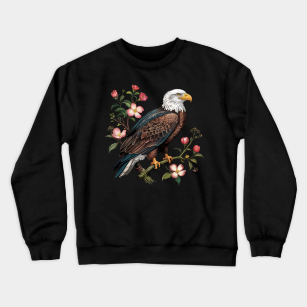 Botanical Bald Eagle Wildlife Illustration Crewneck Sweatshirt by BirdsnStuff