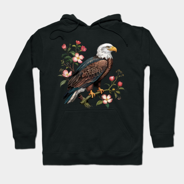 Botanical Bald Eagle Wildlife Illustration Hoodie by BirdsnStuff