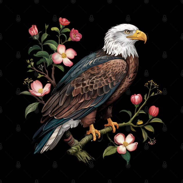 Botanical Bald Eagle Wildlife Illustration by BirdsnStuff