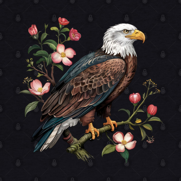 Botanical Bald Eagle Wildlife Illustration by BirdsnStuff