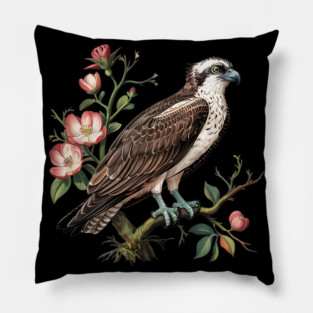 American Osprey Botanical Wildlife Bird Art Pillow