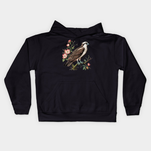 American Osprey Botanical Wildlife Bird Art Kids Hoodie by BirdsnStuff