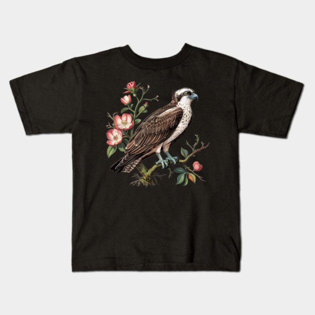 American Osprey Botanical Wildlife Bird Art Kids T-Shirt by BirdsnStuff