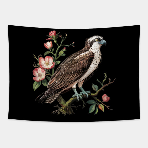 American Osprey Botanical Wildlife Bird Art Tapestry by BirdsnStuff