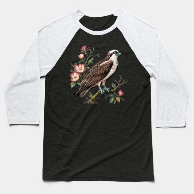 American Osprey Botanical Wildlife Bird Art Baseball T-Shirt by BirdsnStuff