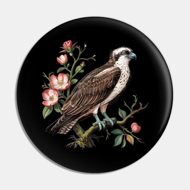 American Osprey Botanical Wildlife Bird Art Pin by BirdsnStuff