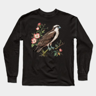 American Osprey Botanical Wildlife Bird Art Long Sleeve T-Shirt