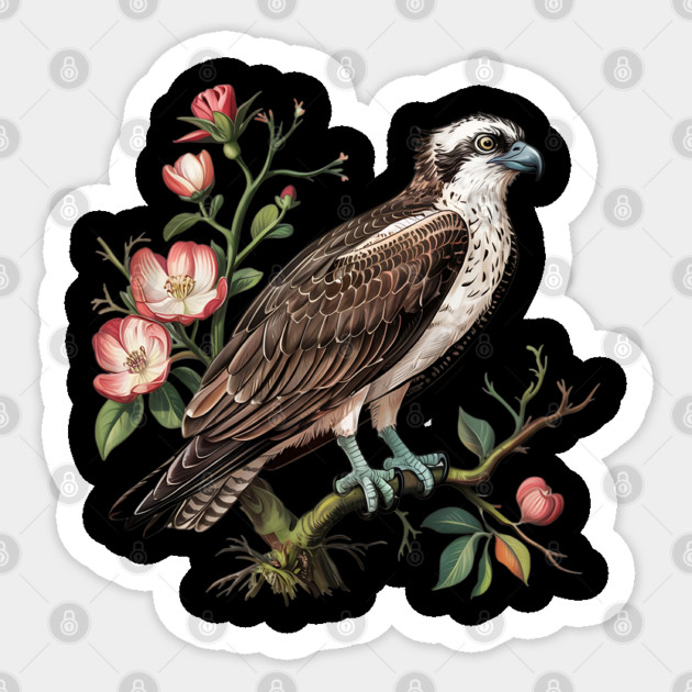 American Osprey Botanical Wildlife Bird Art Sticker by BirdsnStuff