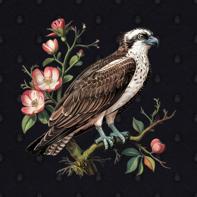 American Osprey Botanical Wildlife Bird Art by BirdsnStuff