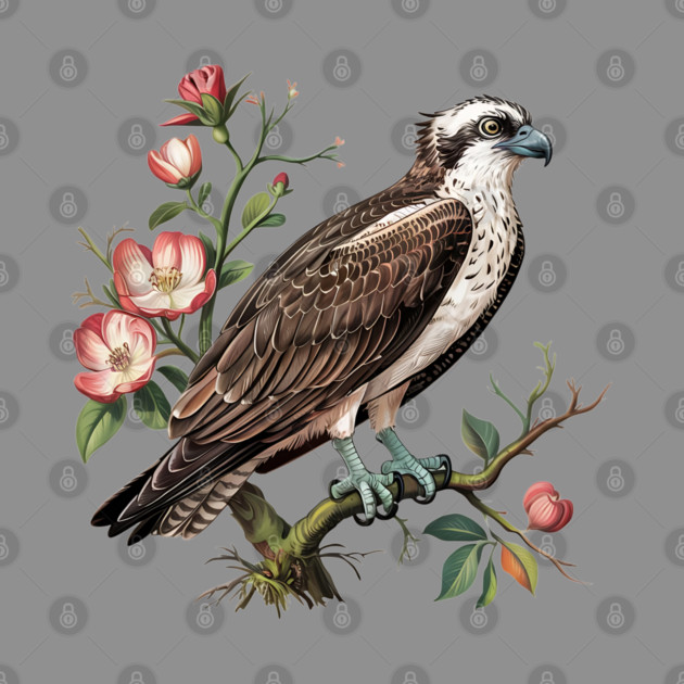 American Osprey Botanical Wildlife Bird Art by BirdsnStuff