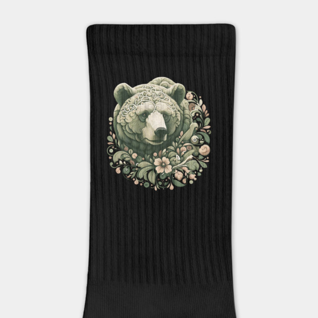 Ornate Grizzly Bear with Floral Art by BirdsnStuff
