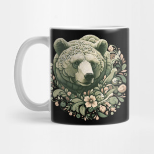 Ornate Grizzly Bear with Floral Art Mug