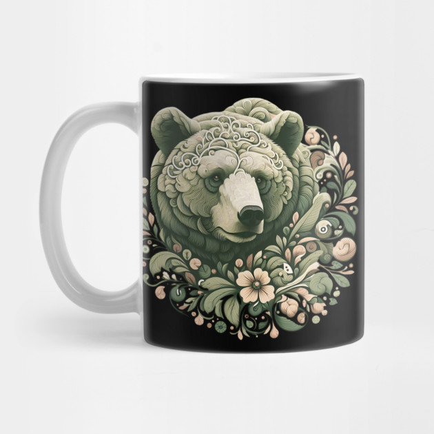 Ornate Grizzly Bear with Floral Art by BirdsnStuff