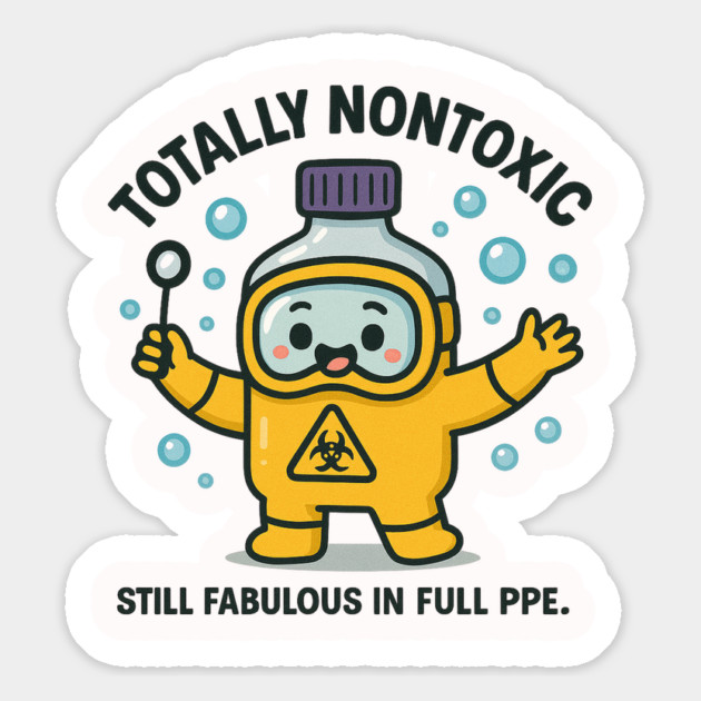 Totally Nontoxic – Funny PPE Safety Suit Kawaii Design | Still Fabulous in Full Hazmat Gear Magnet by Anne Lee