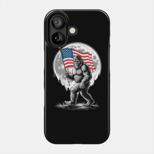 Big Foot Bigfoot Sasquatch American Flag Patriotic 4th July Phone Case