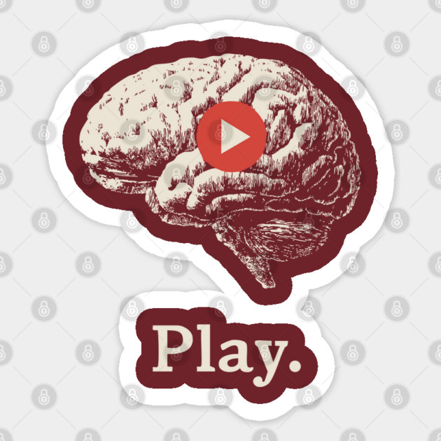 Play - Minimalist Motivational Brain - Concept Art Sticker by TuncGK