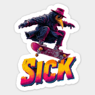 SICK - Funny Plague Doctor Skateboarder Magnet
