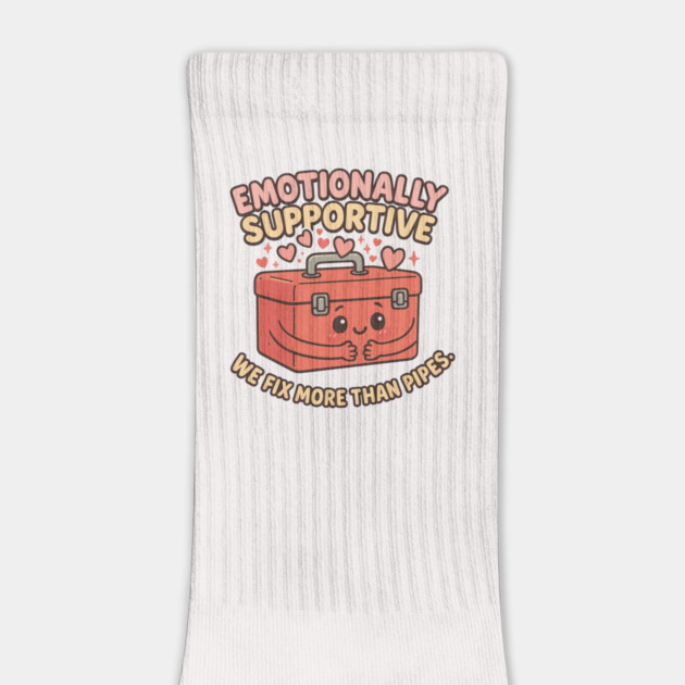 Emotionally Supportive Toolbox – Cute Mental Health Pun T-Shirt | “We Fix More Than Pipes” Design by Anne Lee