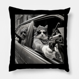 Funny Vintage Gangster Cat Memes Cat Gang Cat Mom Dad Women Pillow