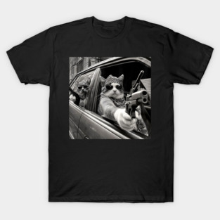 Funny Vintage Gangster Cat Memes Cat Gang Cat Mom Dad Women T-Shirt